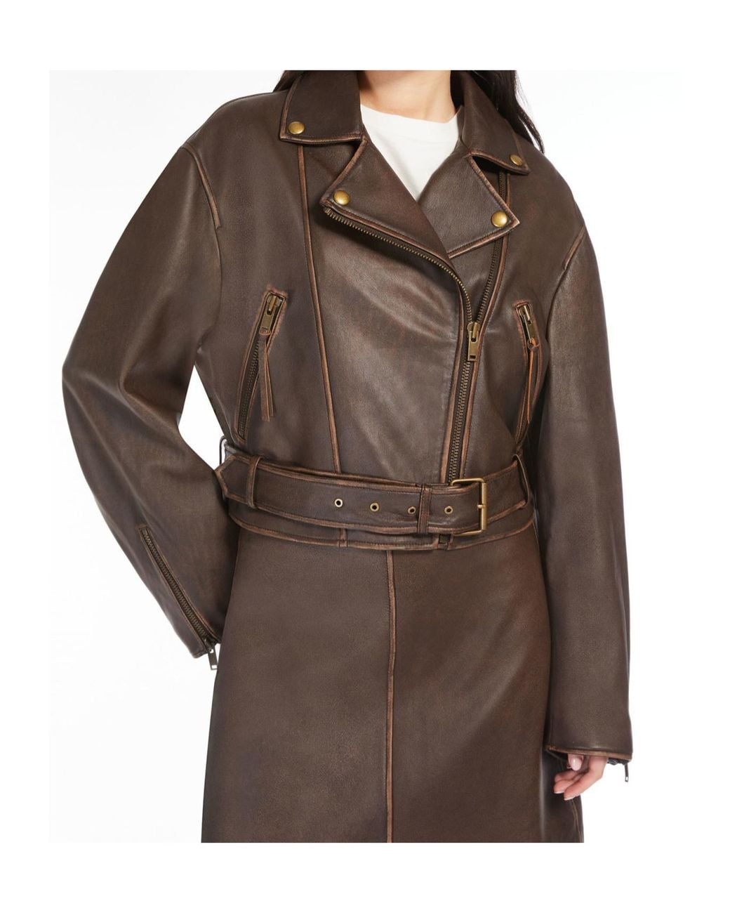 Weekend by Maxmara Brown Zip Detailed Belted Jacket