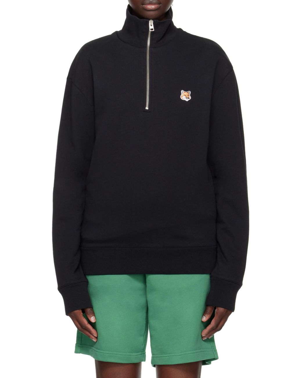 Maison Kitsuné Blue Maison Kitsuné Fox Head Patch Half-Zip Sweatshirt for men