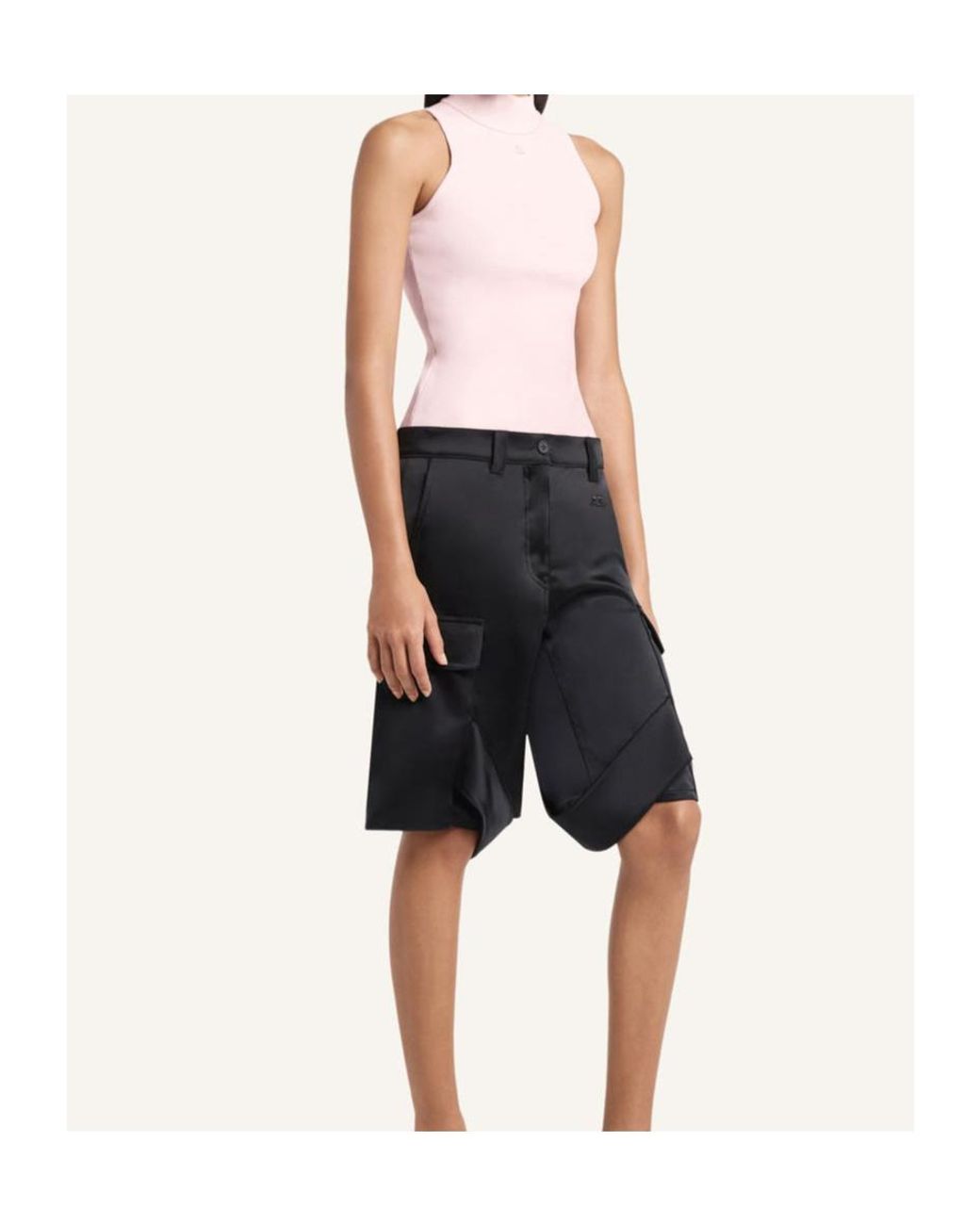 Courreges Black Courrèges Utility Chaps Satin Shorts