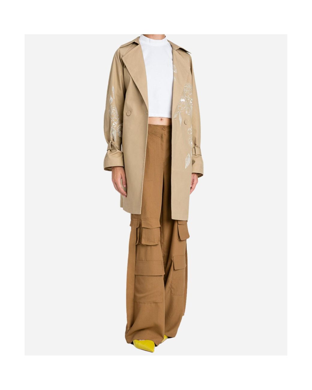 Twinset Natural Wide-Leg Cargo Trousers