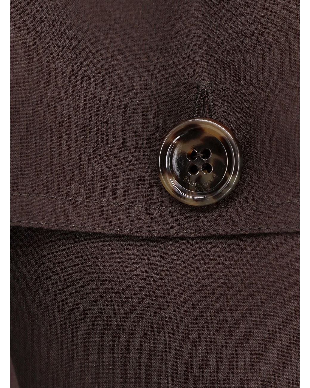 Saint Laurent Brown Saharienne Belted Long-Sleeved Dress