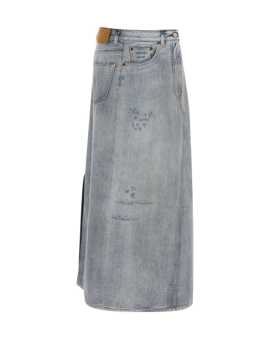 MM6 by Maison Margiela Gray Asymmetrical Distressed Skirt