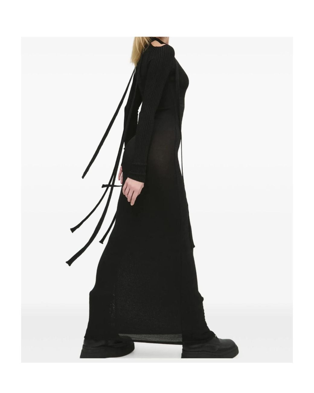 Y. Project Black Cut-Out Tie Maxi Dress