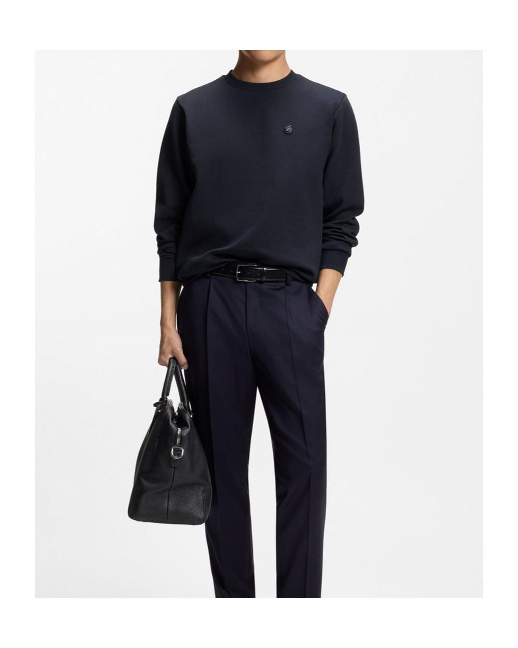 Boss Blue Appliqué Crew-Neck Sweatshirt for men