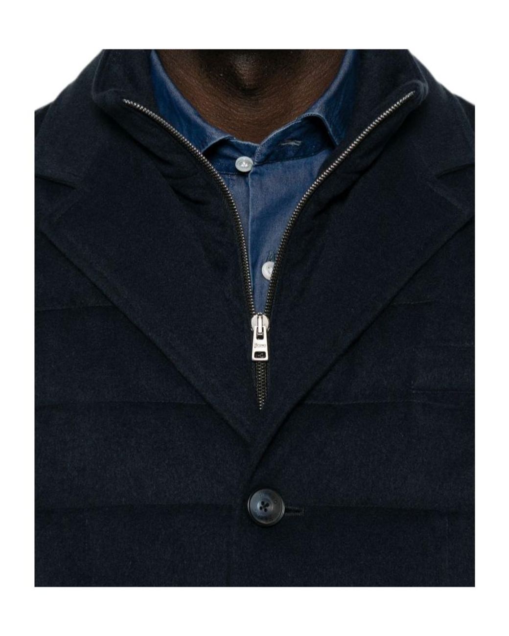 Herno Blue Layered-Effect Padded Jacket for men
