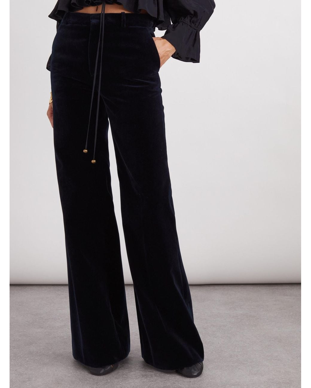 Chloé Black Chloé Flared Velvet Tailored Pants