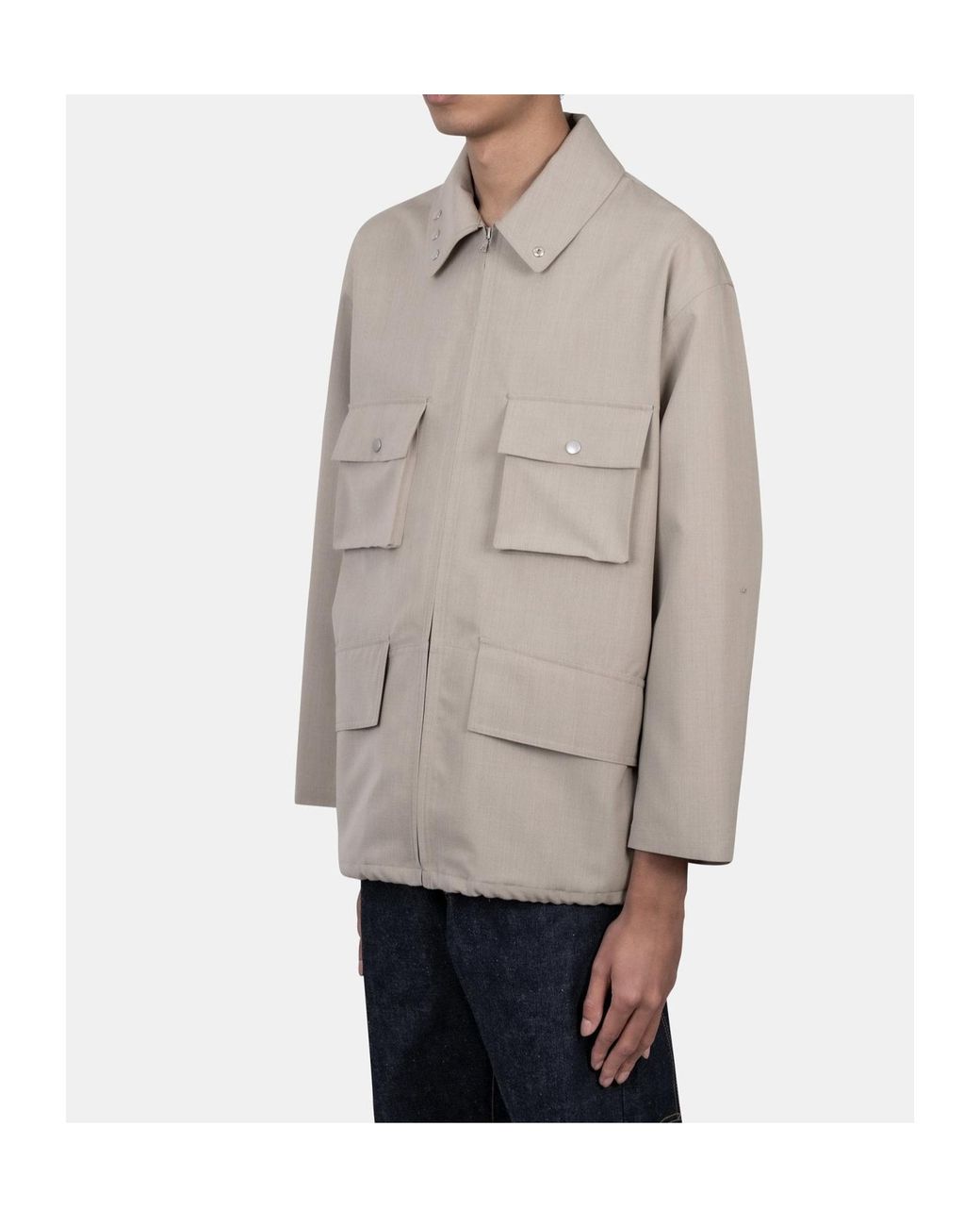Auralee Brown Wool Collar Casual Jacket for men
