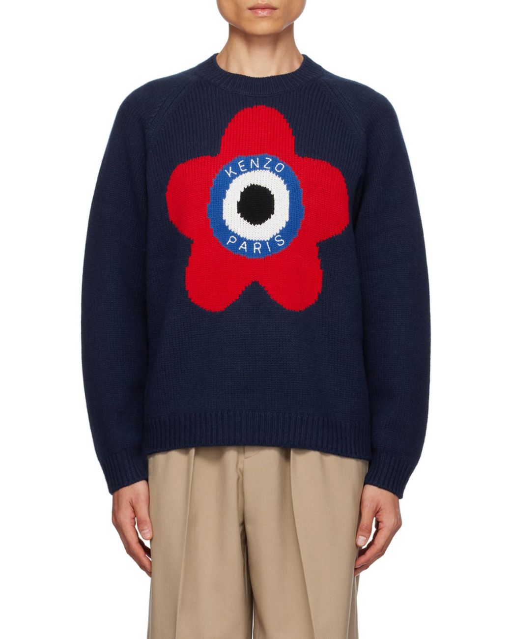 KENZO Blue Target Crewneck Knitted Jumper for men