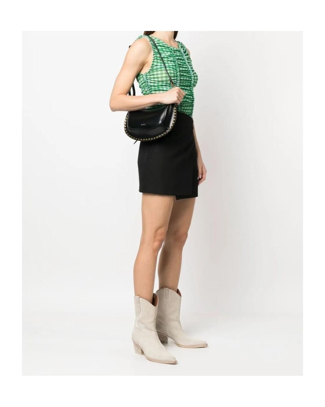 Isabel Marant Blue Oskan Stud Embellished Shoulder Bag