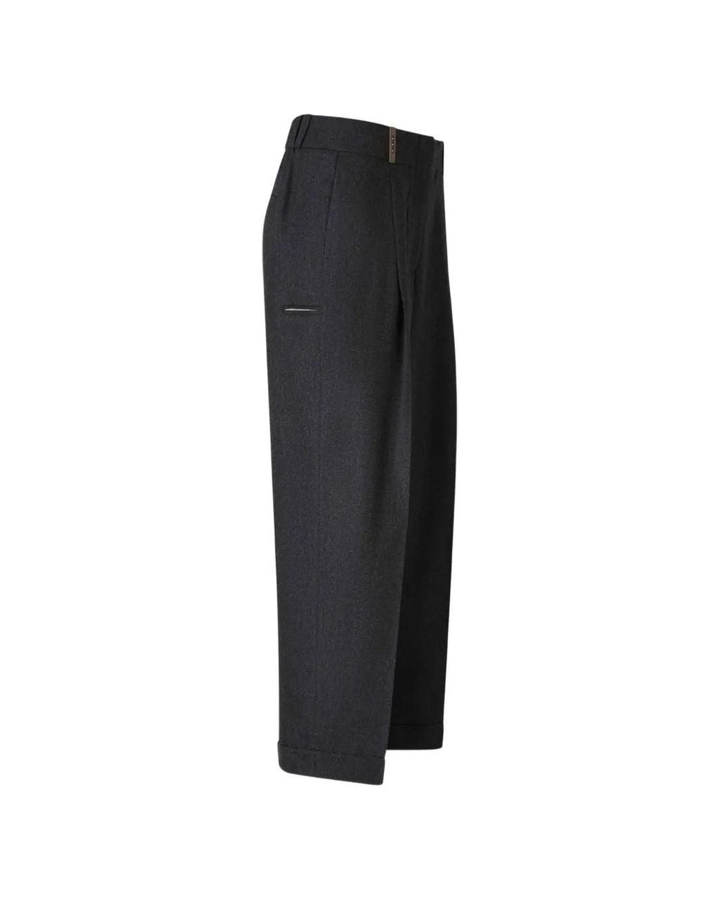 Peserico Black Pleated Straight Leg Trousers