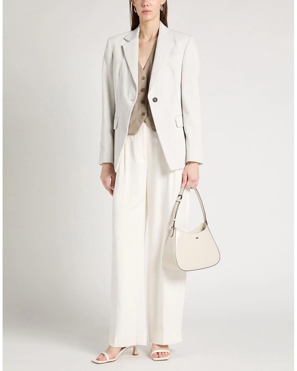 Brunello Cucinelli White Minimalist Single-Breasted Blazer