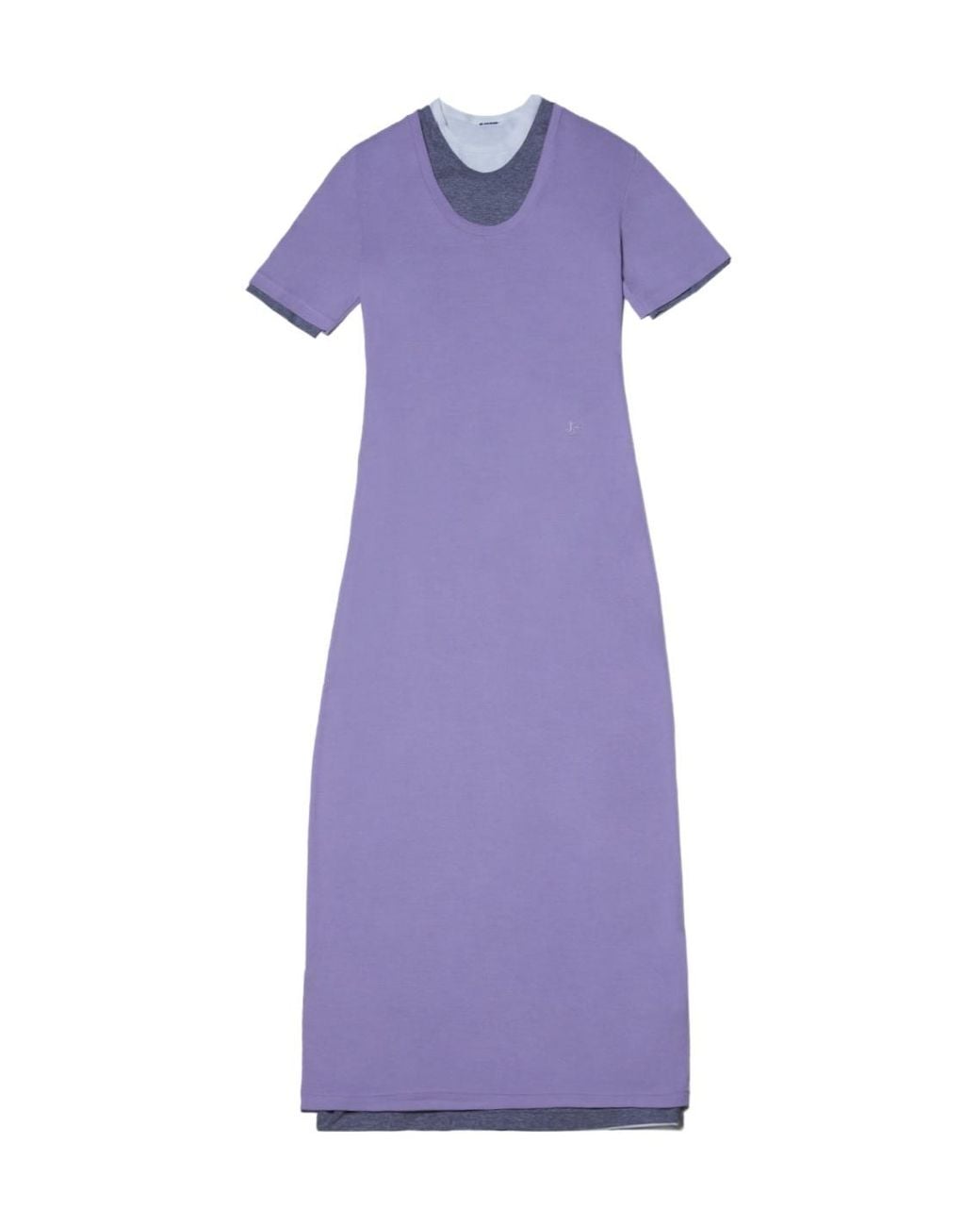 Jil Sander Purple Short-Sleeved Layered Maxi Dress