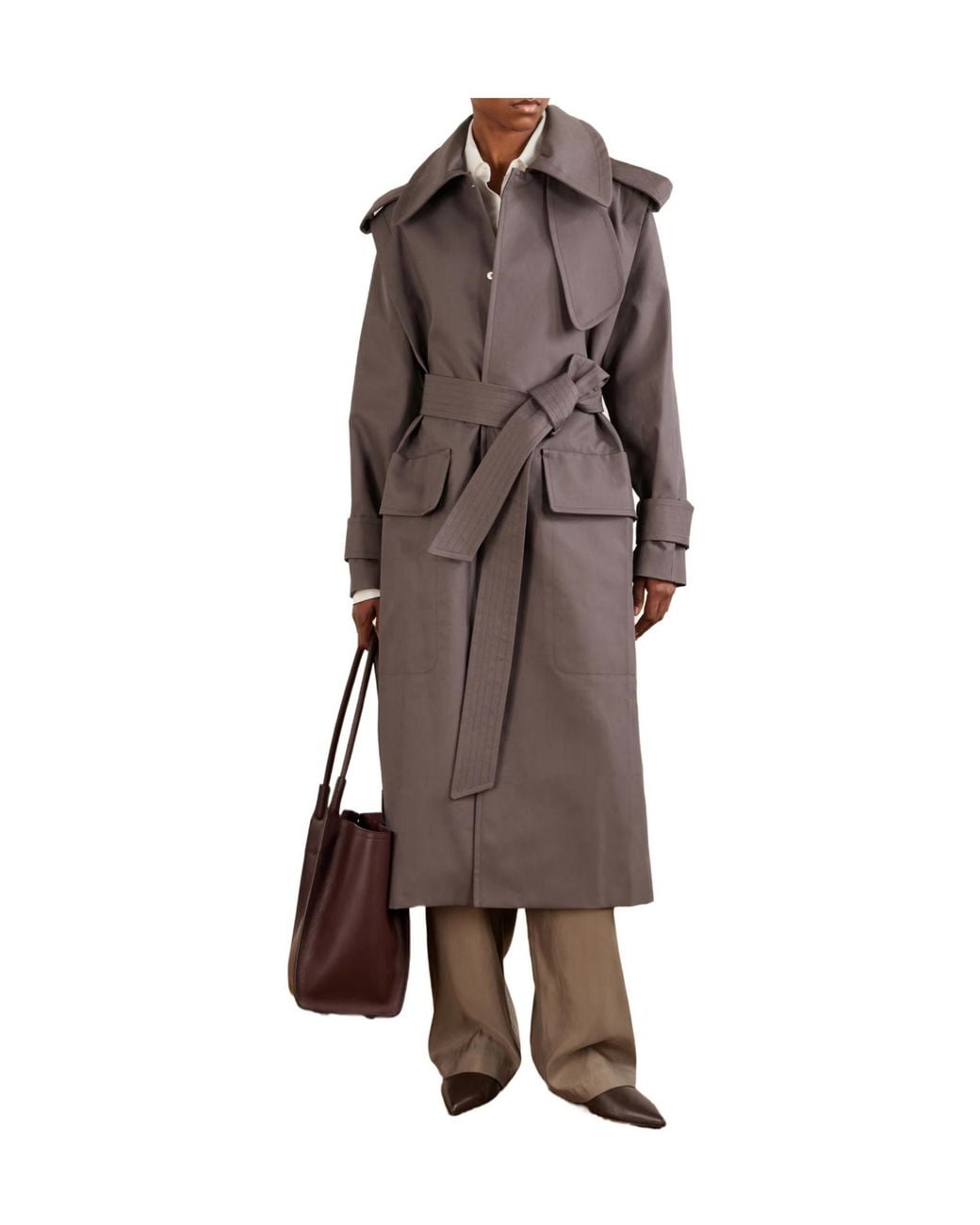 Victoria Beckham Brown Long Belted Trench Coat