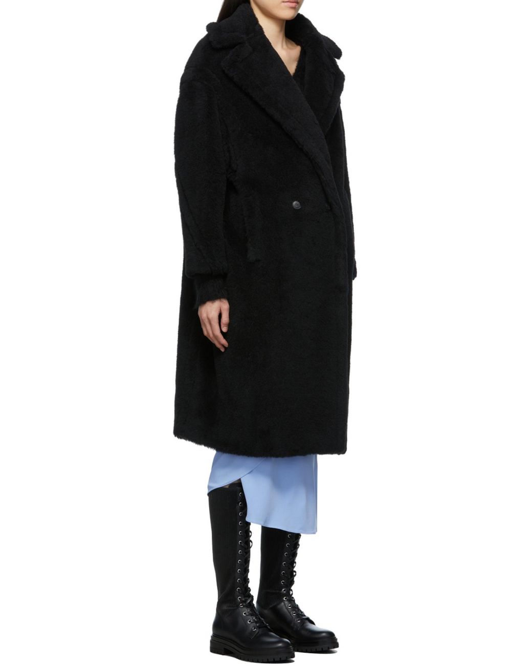 Max Mara Black Tedgirl Button-Up Long Coat