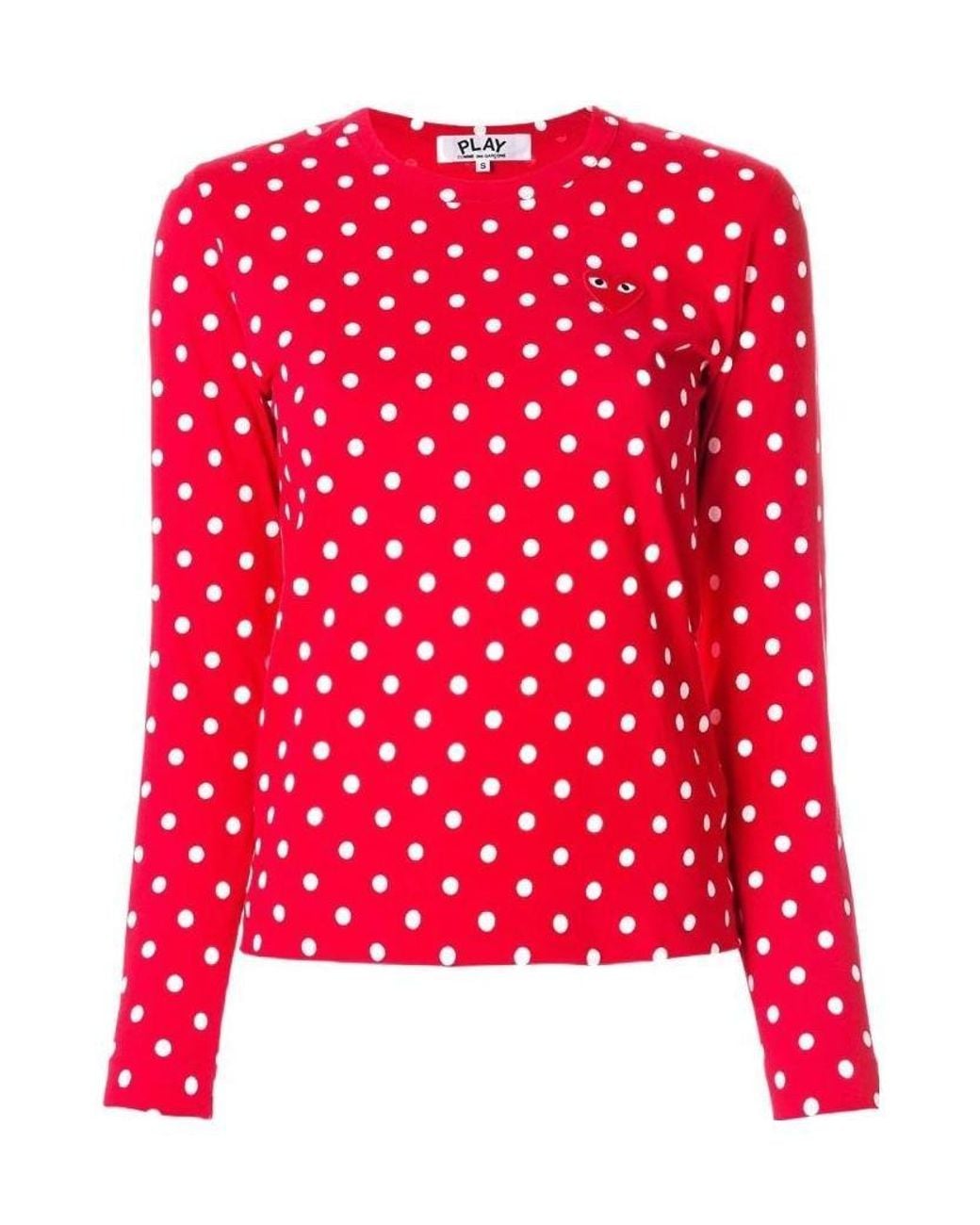 COMME DES GARÇONS PLAY Red Comme Des Garçons Play Polka Dot Long-Sleeved T-Shirt