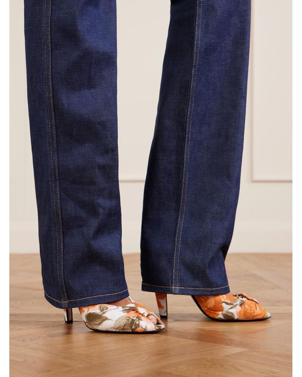 Chloé Brown Suzie Ruched Floral-Print Satin Sandals
