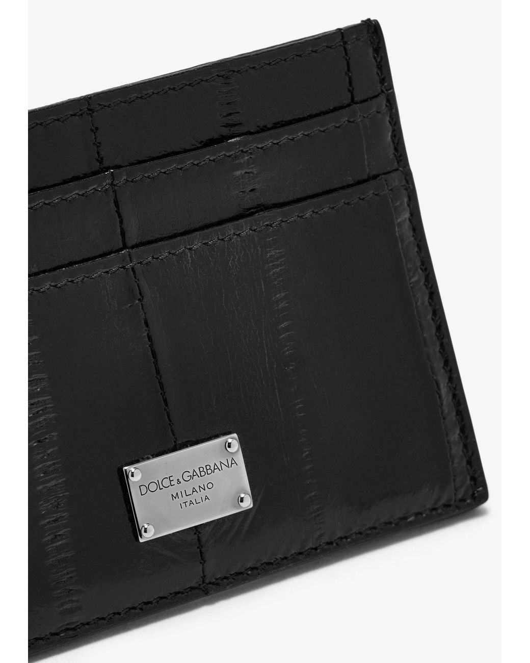 Dolce & Gabbana Black Logo Plaque Embossed Card Holder for men