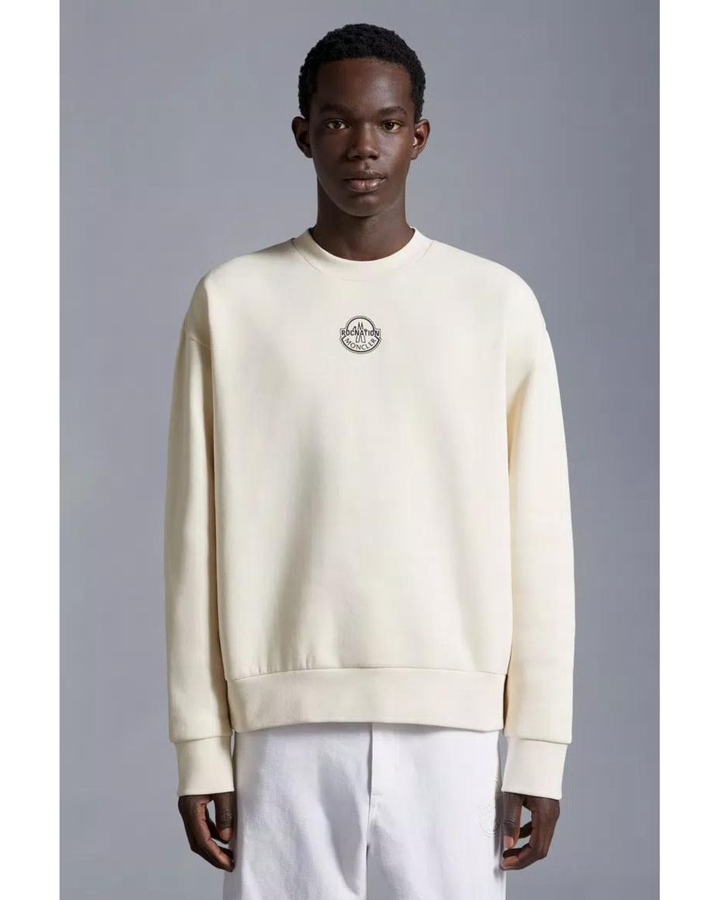 Moncler White Logo Sweatshirt for men