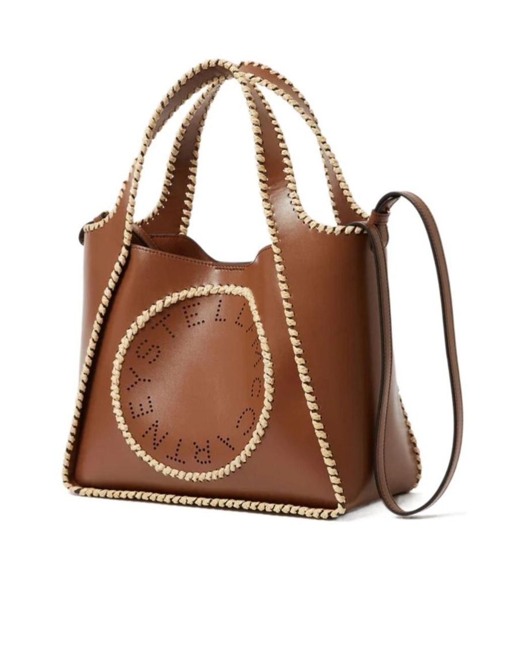 Stella McCartney Brown Tan Logo Crossbody Tote Bag