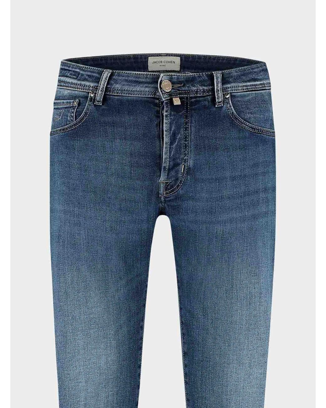Jacob Cohen Blue Faded-Effect Whiskered Jeans for men