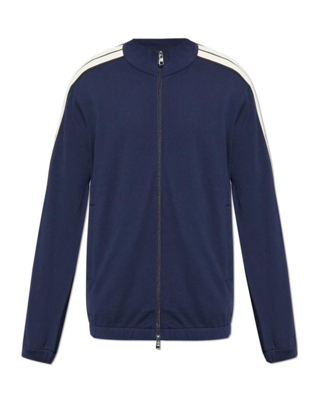 Moncler Blue Logo Patch Zipped Sweatshirt for men