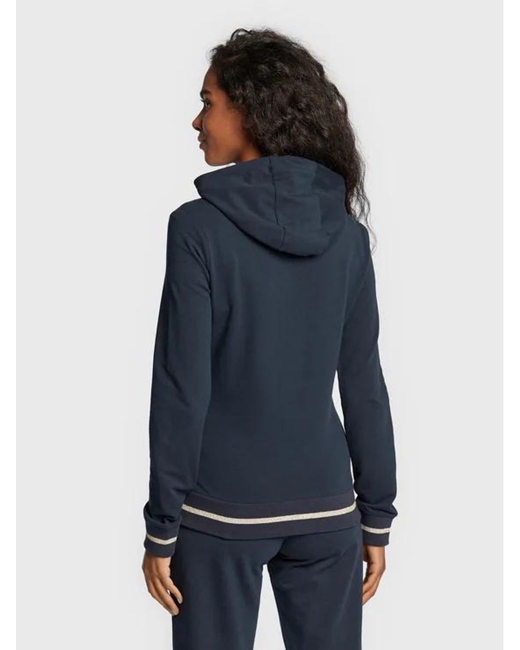 EA7 Blue Logo Hooded Casual Coat