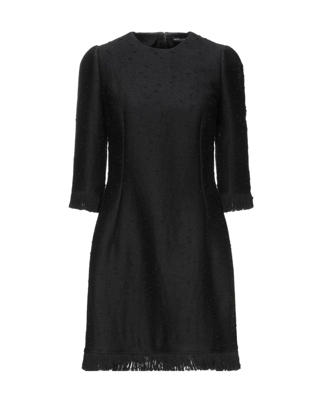 Dolce & Gabbana Black Minimalist Seven-Point Sleeve Flared Dress