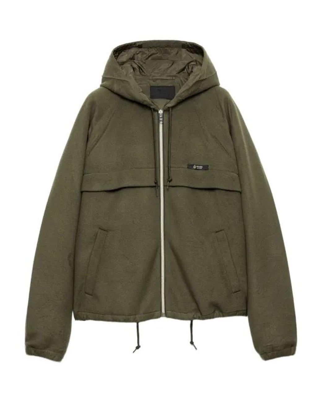 Prada Green Hooded Technical Fabric Blouson Jacket for men