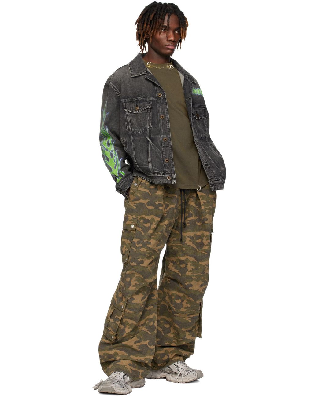 we11done Gray Flame Micro-Label Denim Jacket for men
