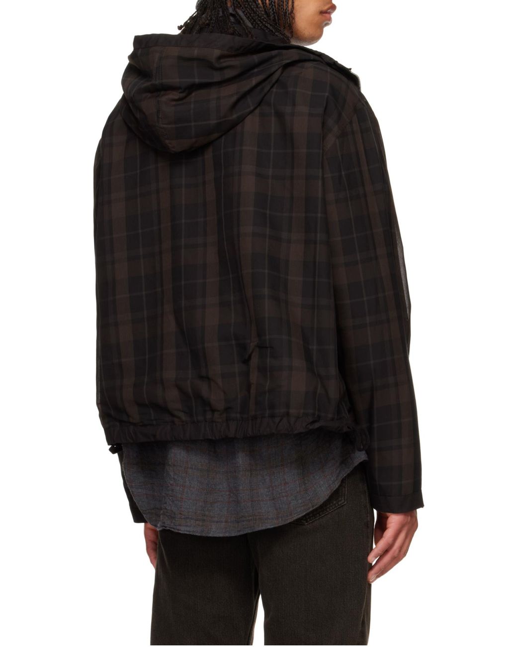 Our Legacy Black Check Hooded Jacket for men