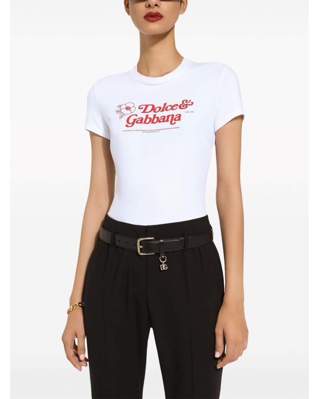 Dolce & Gabbana White Dg Logo Plaque Belt