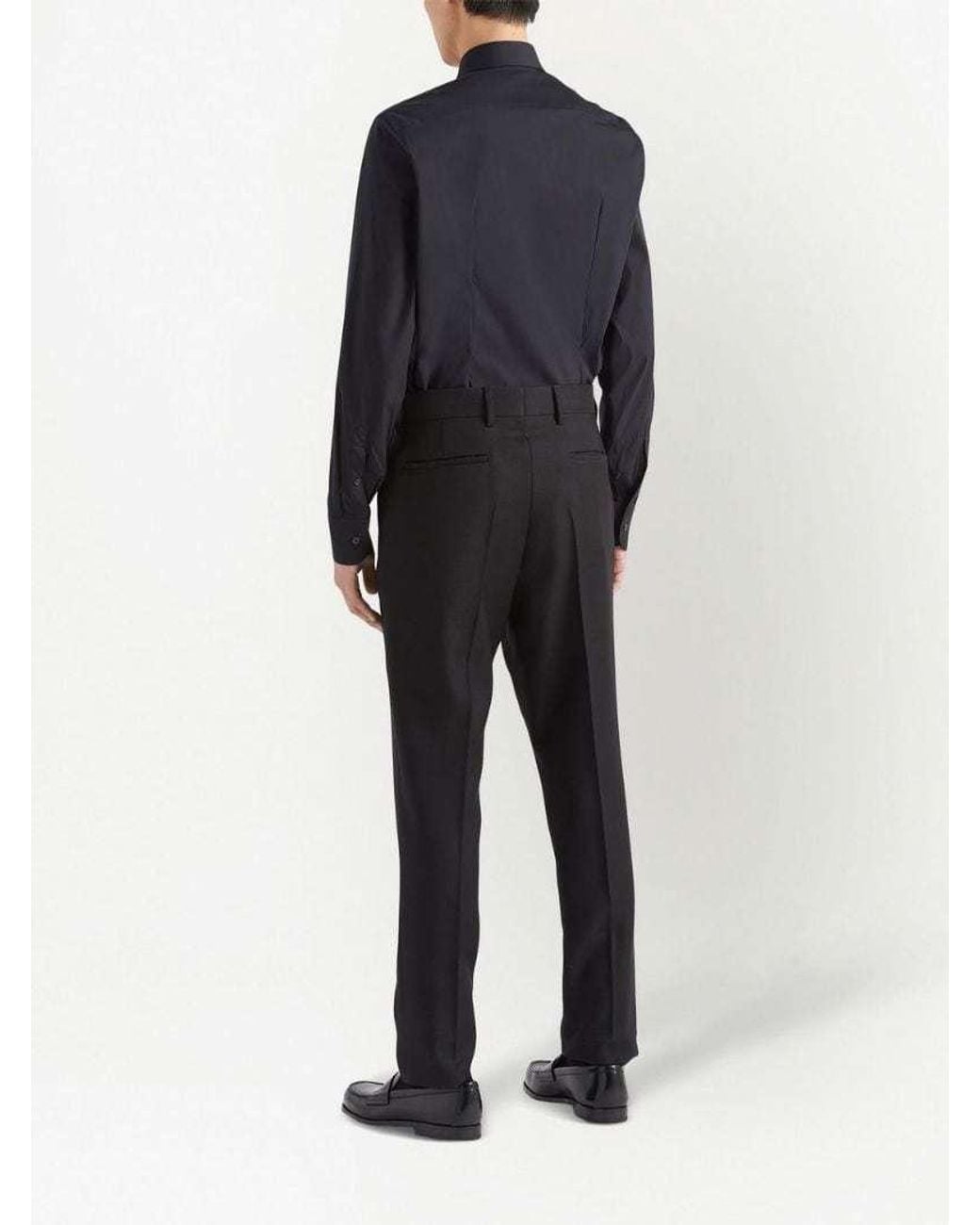 Prada Blue Long-Sleeved Poplin Shirt for men