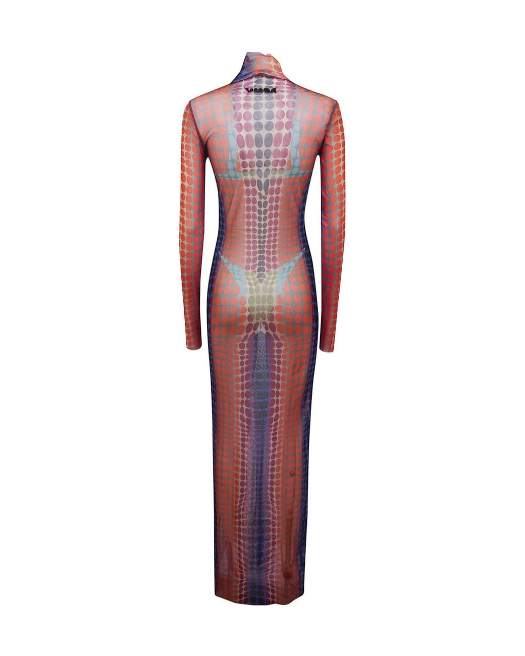 Jean Paul Gaultier Red High-Neck Dot Print Maxi Dress