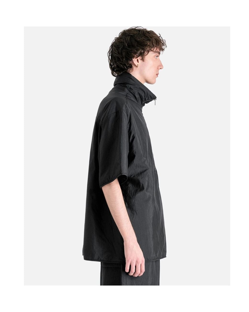 Jil Sander Black Half Front Zip Padded Shirt for men