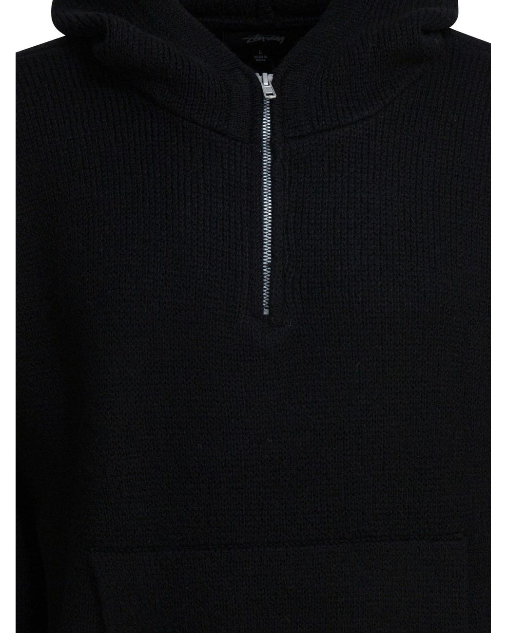 Stussy Blue Stüssy Quarter Zip Knit Hoodie for men