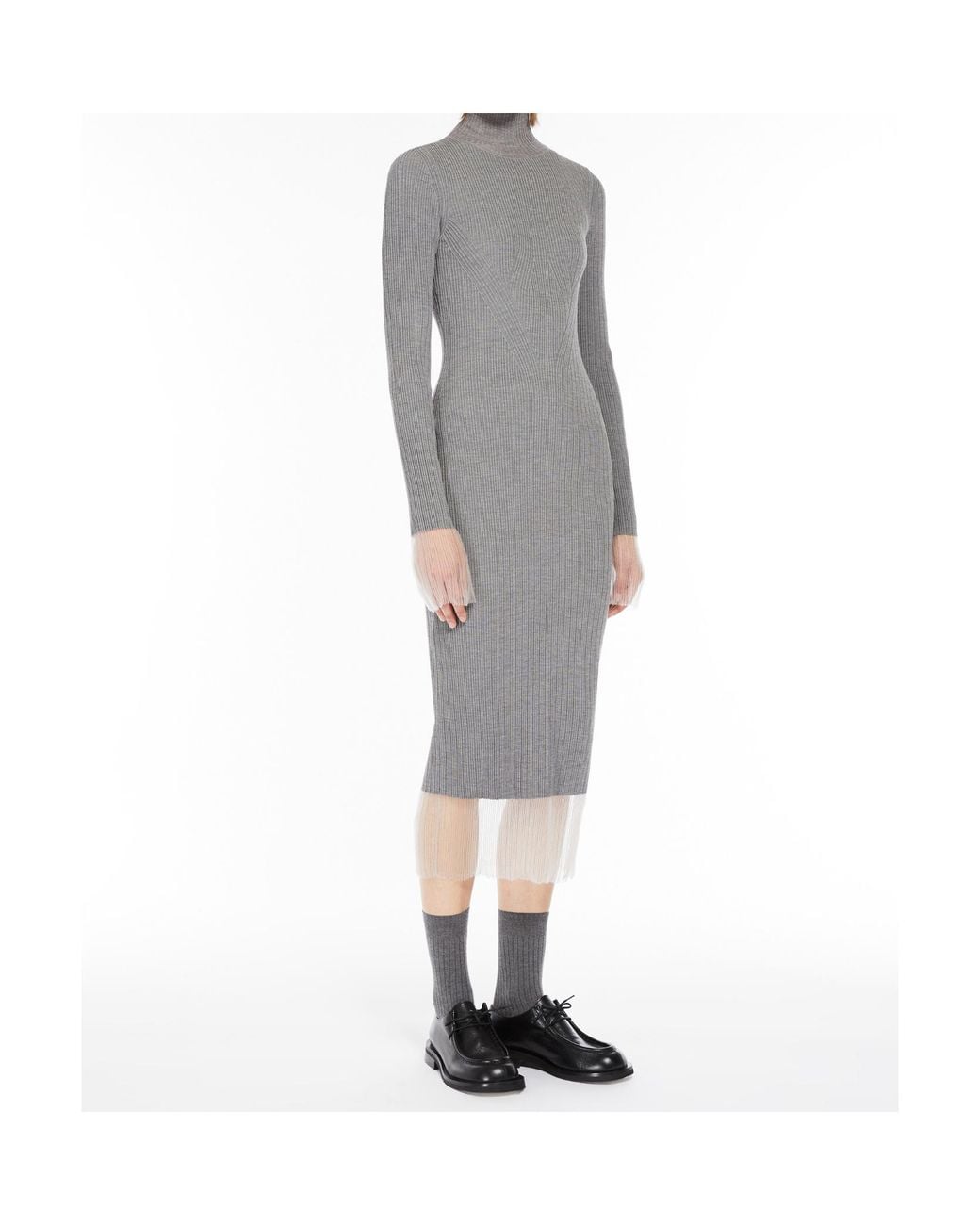 Sportmax Gray Layered Ribbed Midi Dress