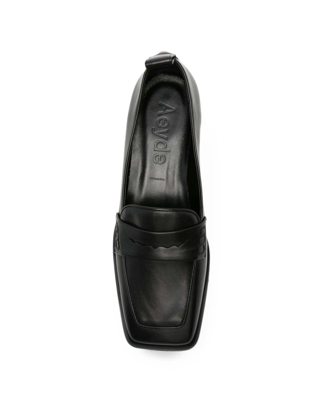 Aeyde Black Square-Toe Leather Loafers