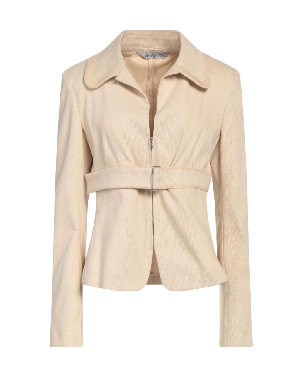 Sportmax Natural Minimalist Long Sleeve Coat
