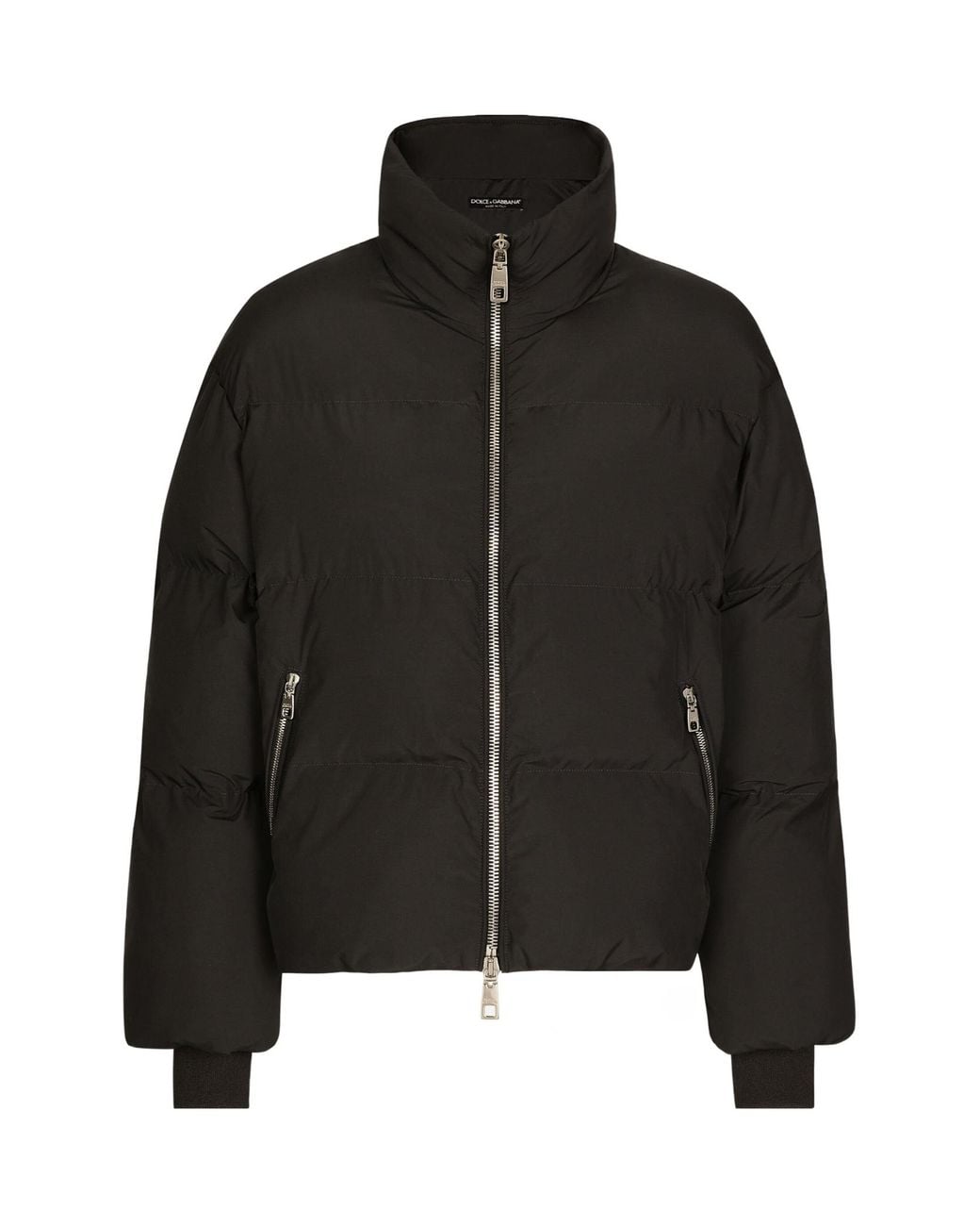 Dolce & Gabbana Black Short Nylon Down Jacket With Branded Tag