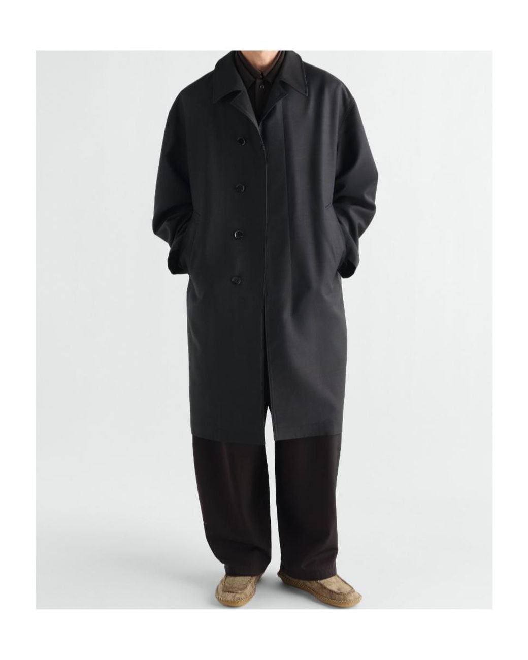 Lemaire Black Car Coat for men