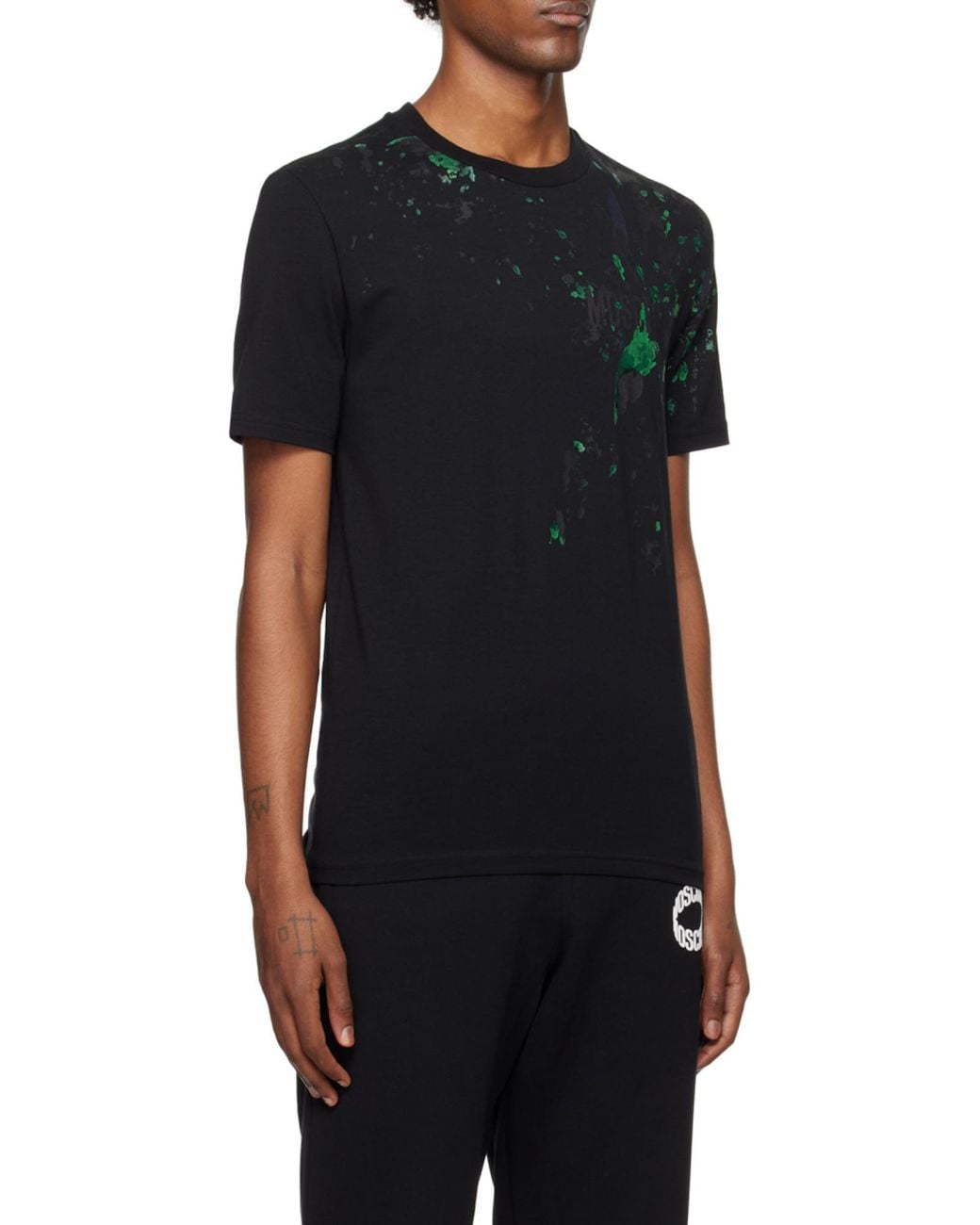 Moschino Black Round Collar Printed T-Shirt for men