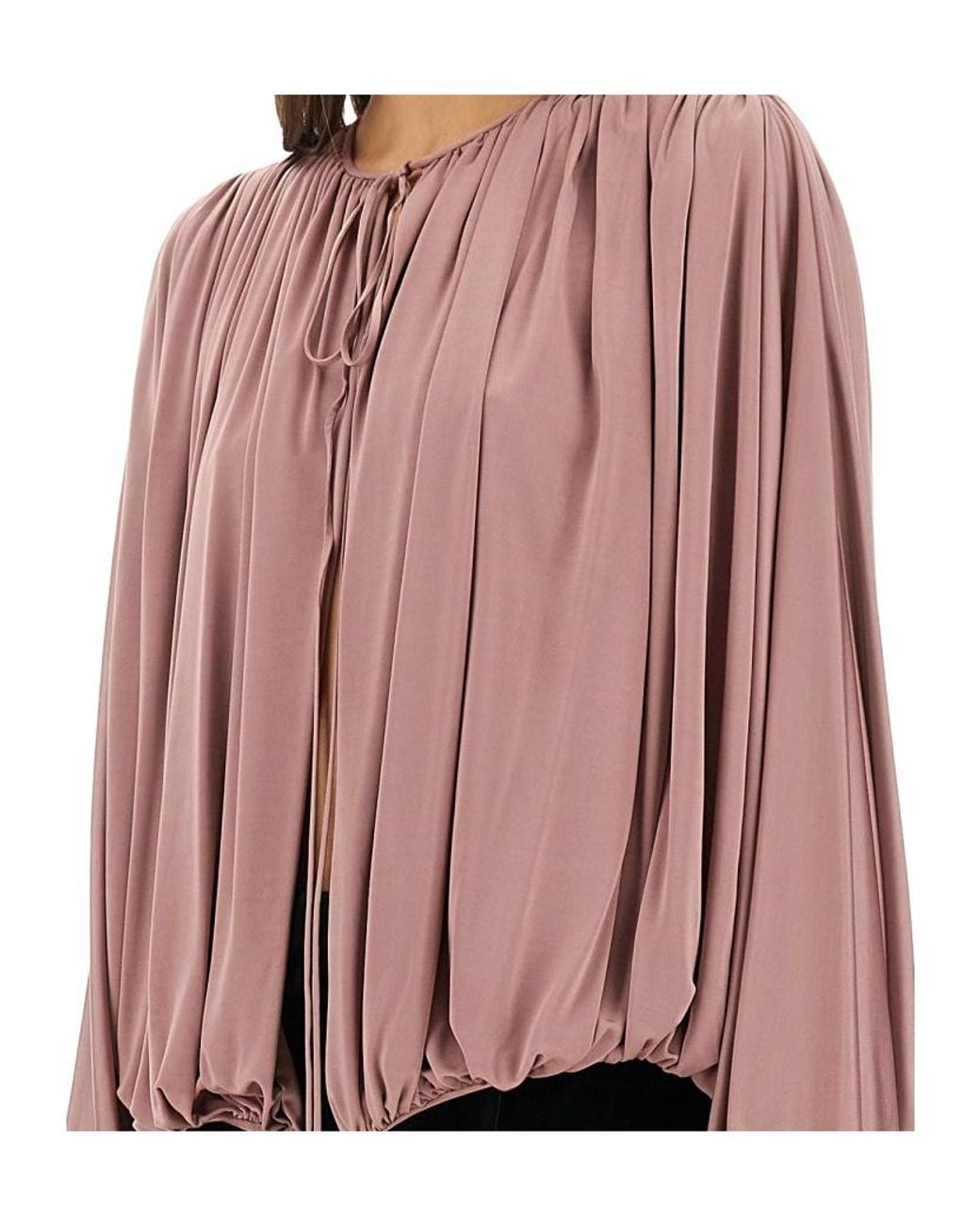 Saint Laurent Purple Gathered Drawstring Blouse