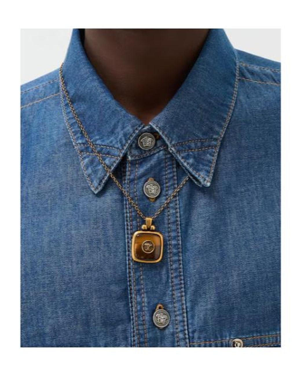 Versace White Medusa Pendant Necklace