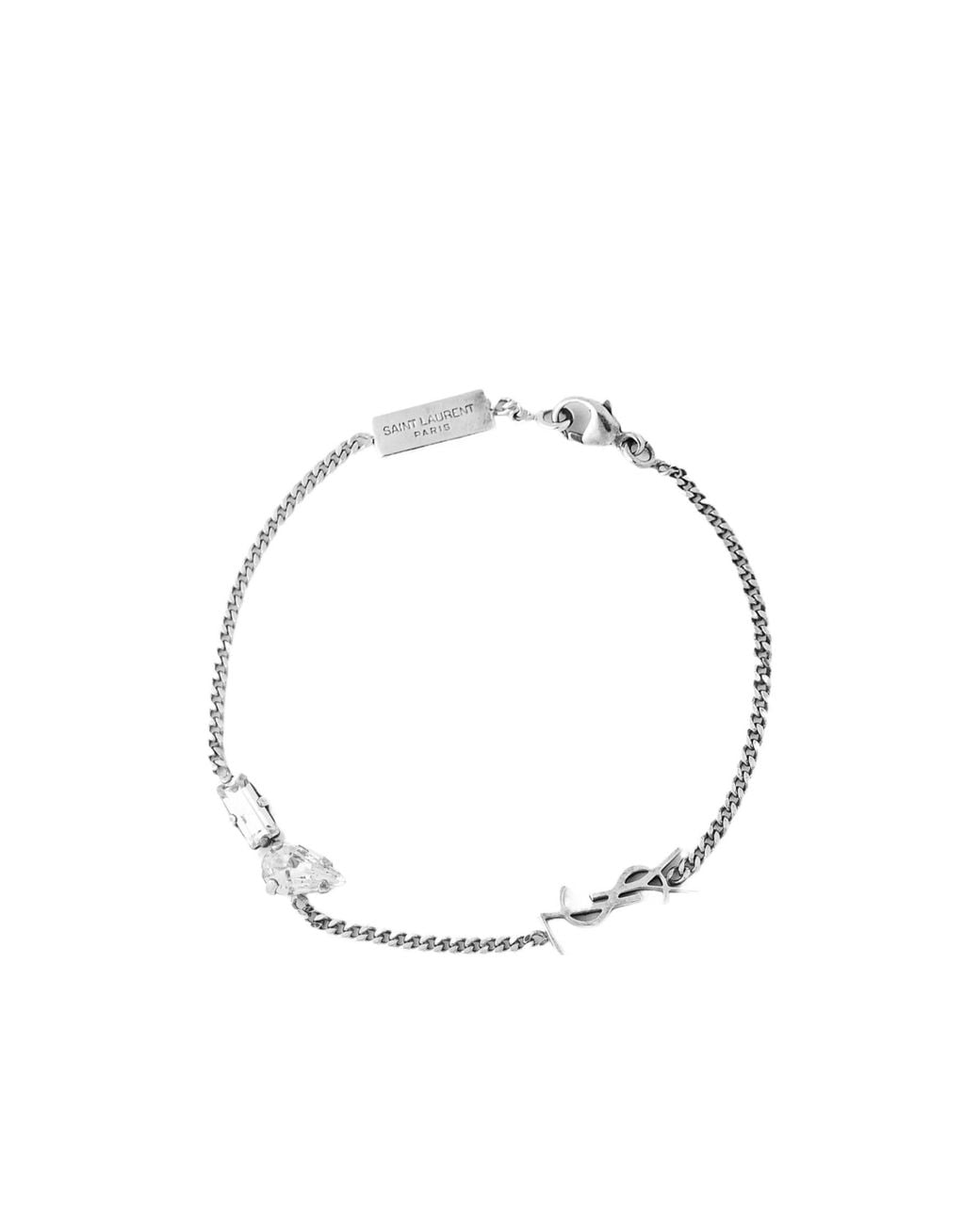 Saint Laurent Metallic Rhinestone Inlaid Bracelet for men