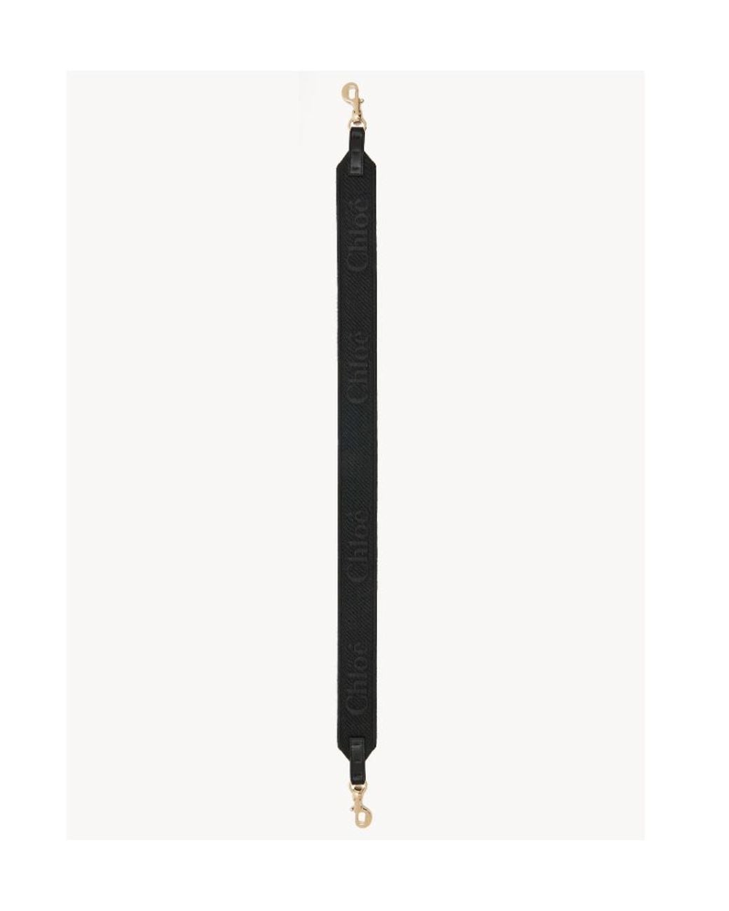 Chloé Black Embroidered-Logo Shoulder Strap