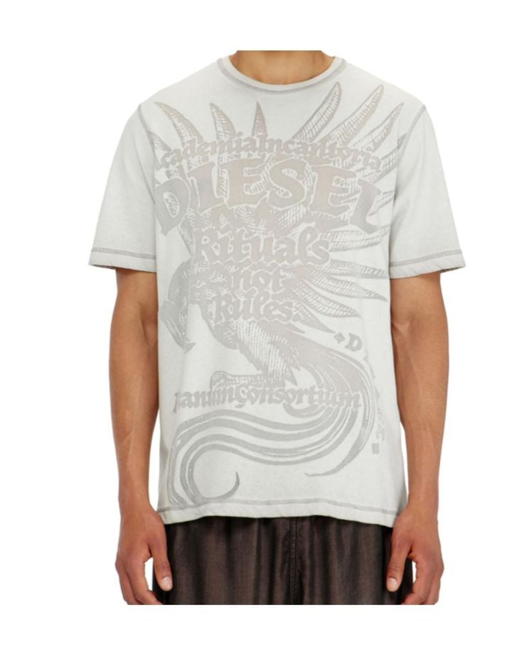 DIESEL White T-Rawjust-Aa1 Crewneck T-Shirt for men