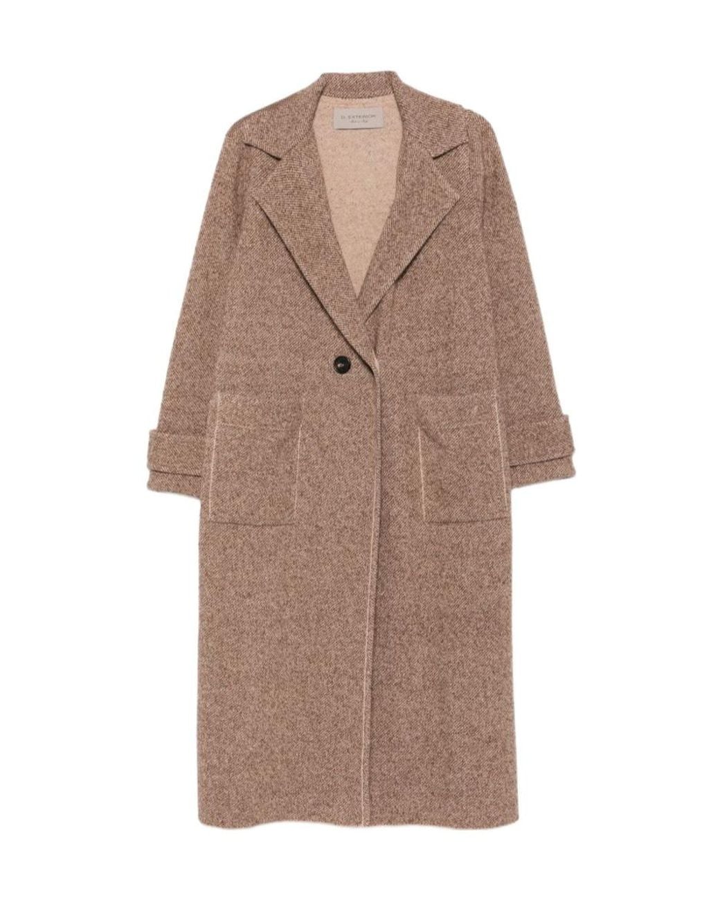 D.exterior Brown Long Single-Breasted Coat