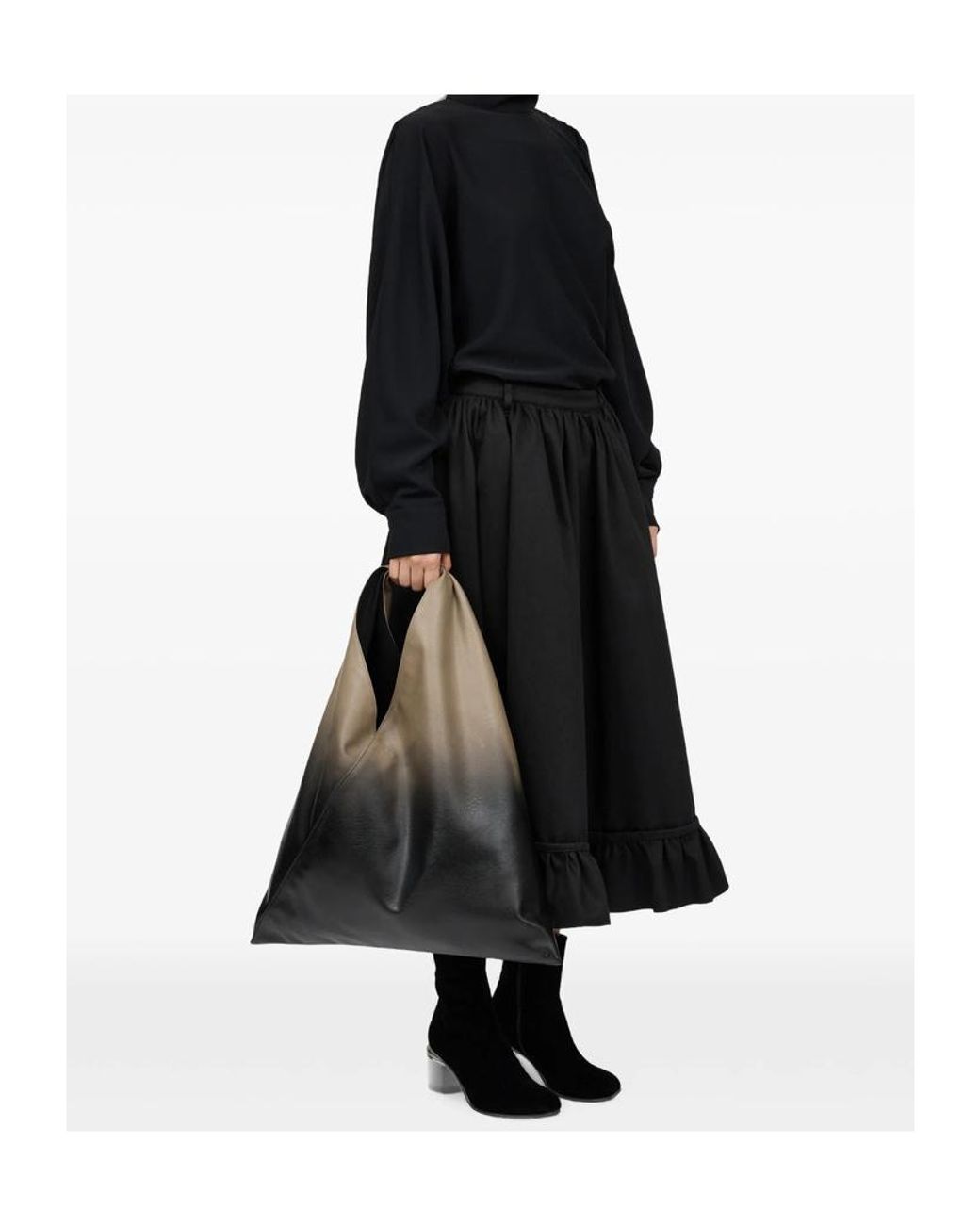 MM6 by Maison Margiela Black Japanese Logo Debossed Shoulder Bag