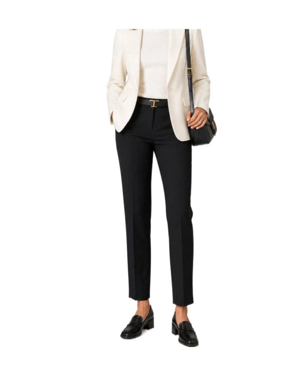 Pinko Black High-Waist Straight-Leg Pants