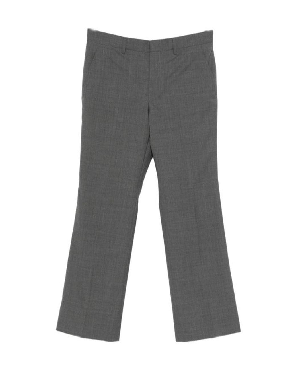 Prada Gray Pleated Tailored Pants for men